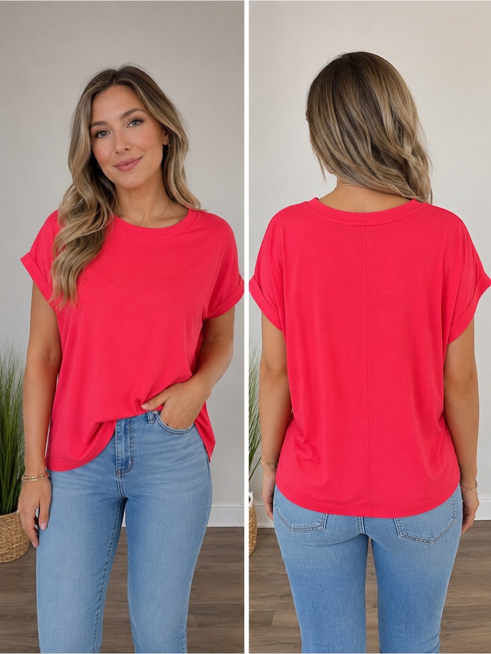Women’s Relaxed Crewneck Tee - Hot Pink